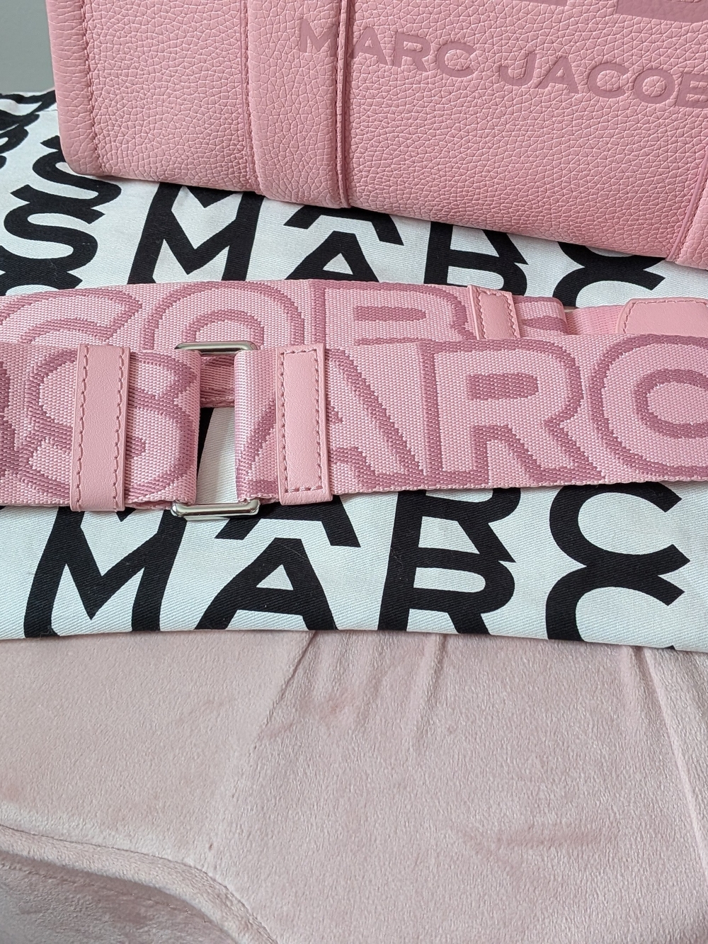 Marc Jacobs Medium Leather Tote Bag Matching Set In Ribbon Pink With Wallet ππ - Picture 12 of 15